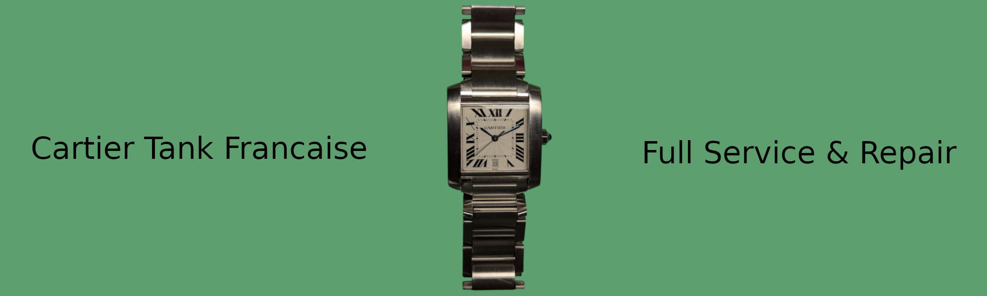 Cartier Tank Francaise on a green background